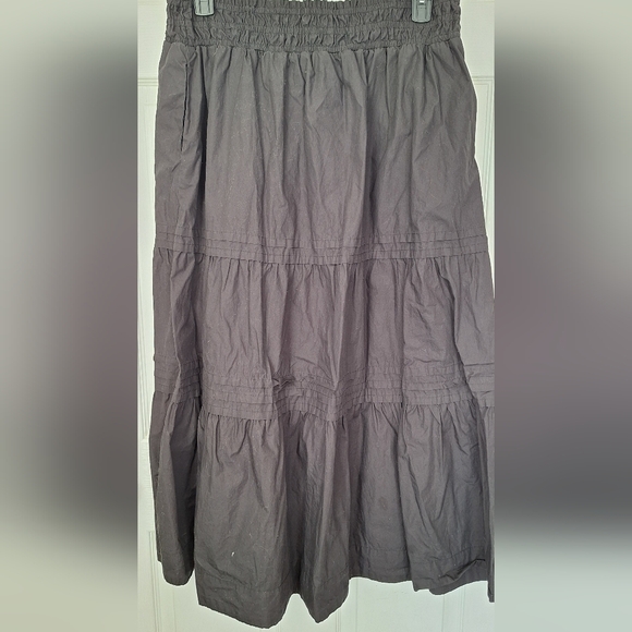 Quince Black Elastic Waist Maxi Skirt XL 100% Organic Cotton Poplin - Picture 3 of 5